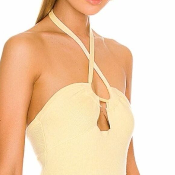 NWT For Love And Lemons Women's Mona Mini Dress in Yellow Size Small - Picture 2 of 5